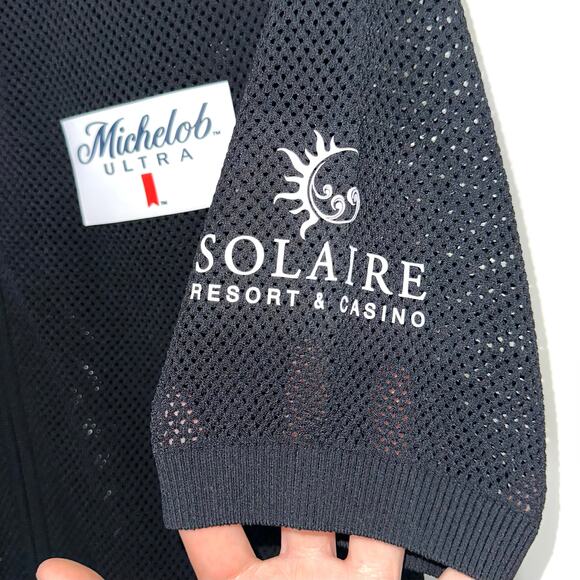 LPGA Black Mesh Sponsored Golf Short Sleeve Polo Top Size Medium - Picture 6 of 14